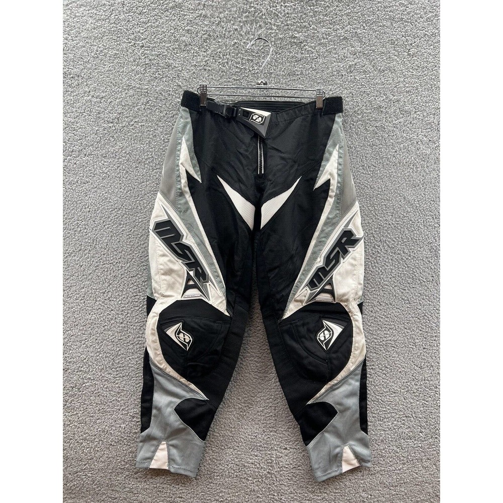 MSR Mens 32 Riding Black White Pants Renegade Motorcycle Motocross